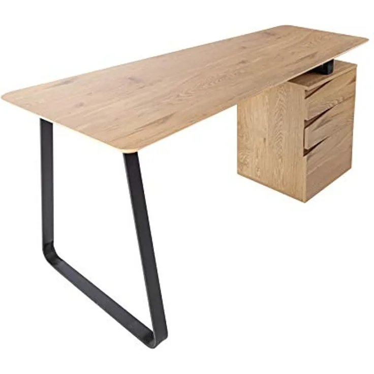 riess-ambiente Schreibtisch STUDIO 160cm natur / schwarz, Arbeitszimmer · Holzwerkstoff · Metall · mit Regal · Home Office