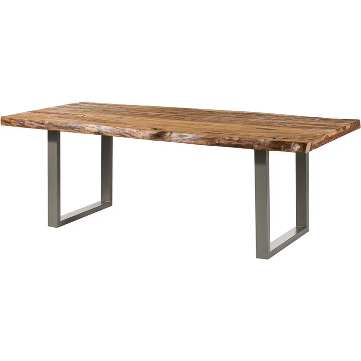 Baumtisch Sheesham 220x100x77 natur sandgestrahlt / U-Beine silber matt FREEFORM 5 – Bild 1