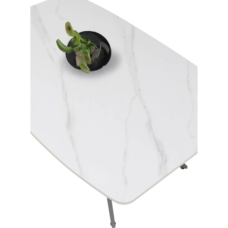 Stella Trading Finn Couchtisch in Marmor Optik, Weiß - Moderner Wohnzimmertisch mit Keramikplatte und Metallgestell - 110 x 45 x 70 cm (B/H/T) – Bild 4