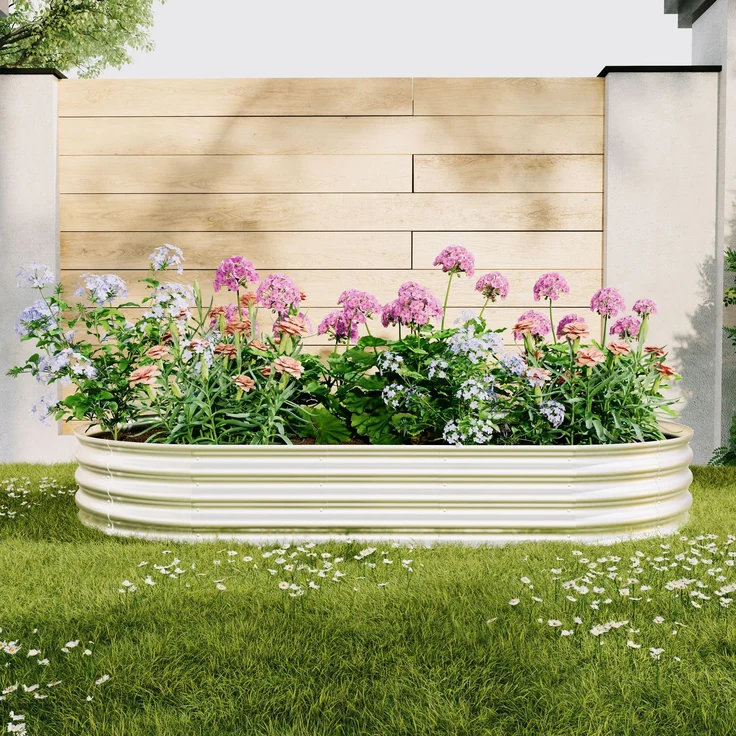 Wohnora-Hochbeet aus Metal Verzinkte Pflanzer erhöhte Gartenbett-Kit, Gartenbetten für im Freien für Gemüse, Blumen und Kräuter, Heavy Duty, rostbeständig, einfache Montage, 2pcs 8x4x1ft,H 305cm x T 2438cm x B 122cm,Silber – Bild 2