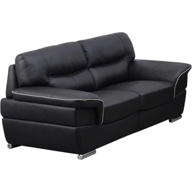 Vente-unique - Couchgarnitur Leder 3+2 - Schwarz - THIBAULT – Bild 3