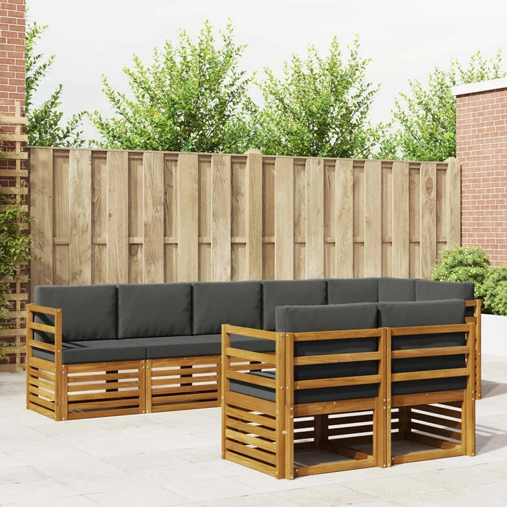 vidaXL Outdoor-Sofagarnitur 8 stk. 8-Sitzer Natur und Anthrazit 3374992 – Bild 1
