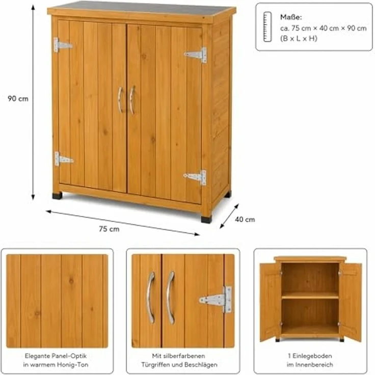 Gartenschrank, natur 75 cm × 40 cm × 90 cm – Bild 3