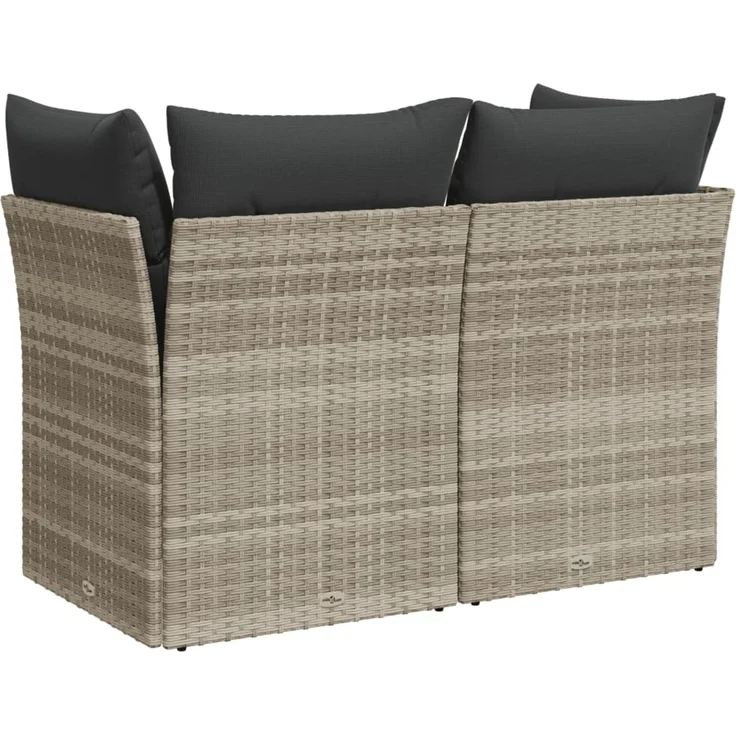 vidaXL Gartensofa mit Kissen 2-Sitzer Hellgrau Poly Rattan 366176 – Bild 6