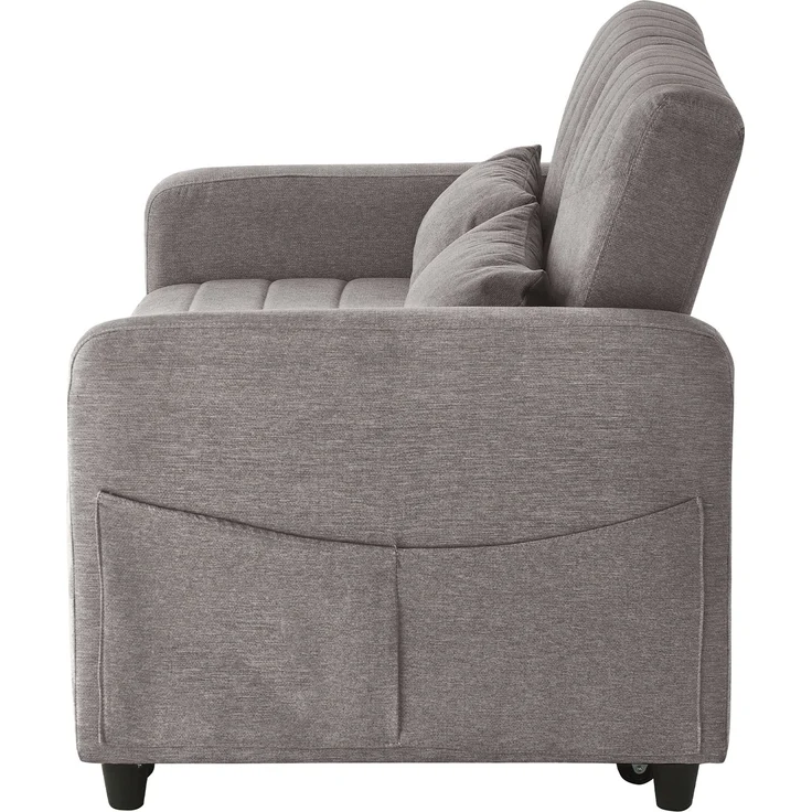 ZUBALIYA Sofa 166x95 cm, mit Ausziehbett, mit breiten Armlehnen, mit Schaumstoffpolsterung, ohne aufwendige Montage, Natur – Bild 17