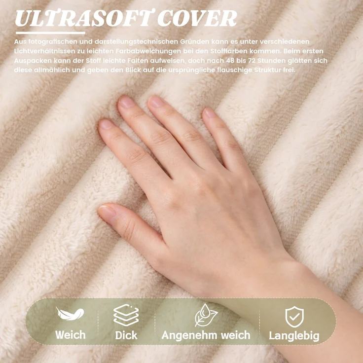 Sitzsack für Erwachsene, flauschiger Loungesessel Cord, vakuumverpackt und montagefrei, für Wohnzimmer, Schlafzimmer, Balkon(Beige)--Beige--116x110x61cm--YOUDENOVA – Bild 8