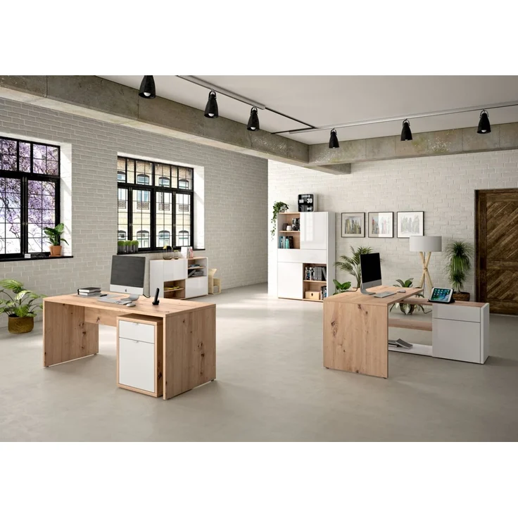 XORA 'PUNTO 2.0' Standcontainer, Holznachbildung Eiche Artisan Weiß, 52 x 65 x 44 cm, mit Schublade – Bild 2