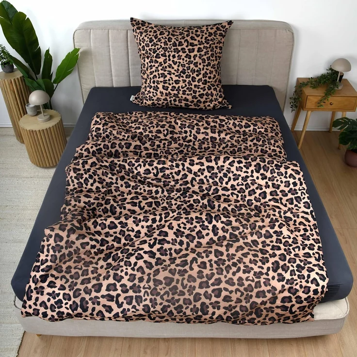 Bettwäsche Wild Flowers Leopard Animalprint 100% Baumwolle 135x200 – Bild 5