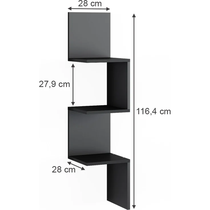Eckregal Paolo Schwarz 28 x 116.4 cm 2er Set Vicco – Bild 3