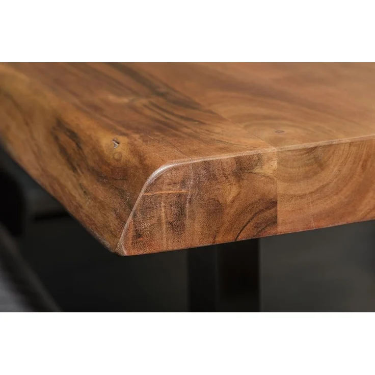 riess-ambiente Baumkantentisch MAMMUT NATURE 200cm honigfarben (natur) / silber (Einzelartikel, 1-St), Massivholz · Edelstahl · Kufen · 6cm Platte · lackiert · Esszimmer – Bild 6