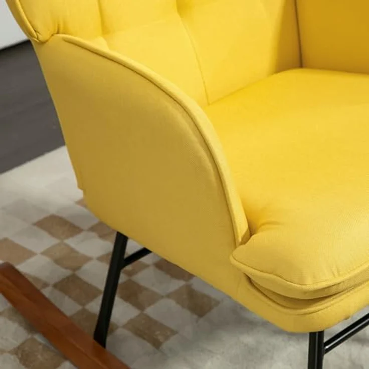 HOMCOM Schaukelsessel Schwingsessel, Wohnzimmerstuhl, mit Hocker – Bild 9