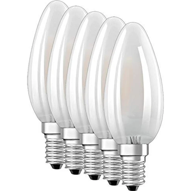 Osram E14 LED-Leuchtmittel, Kerzenform 4 W mit 470 lm, 5er Set, rauchfarbig, 10 x 3,5 cm – Bild 2