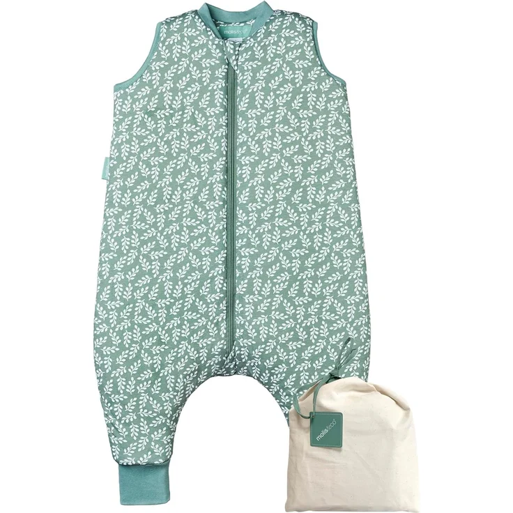 molis&co - Baby Schlafsack mit Füßen 2.5 TOG - Ganzjahres Schlafsack - Babyschlafsack mit Beinen - 100% Baumwolle (Oeko-TEX 100), Winterschlafsack Premium Qualität - Green Garden (70 cm)