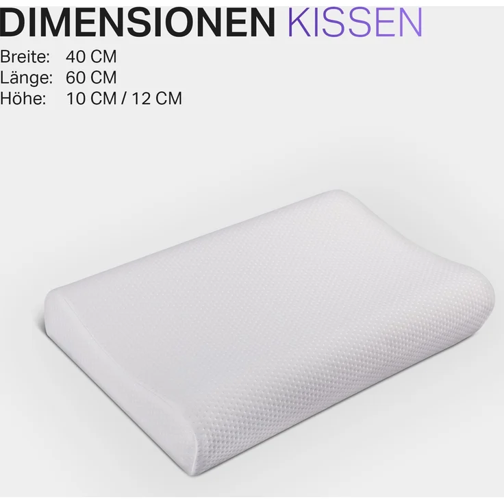 Nackenstützkissen 40x60cm - Memory Foam Kopfkissen, Orthopädisches Ergonomisches Nackenkissen mit abnehmbaren Bezug - ÖKO TEX – Bild 2