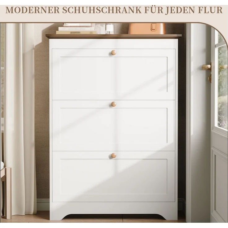 SeedWave Schuhschrank Kompakter Schuhkipper mit 6 Schuhfächer, Ablagefläche, Tiefe: 26cm ca. 18 paar Schuhe passen hinein – Bild 2
