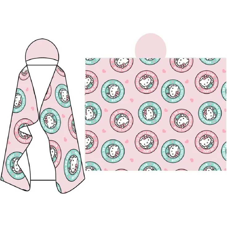 Hello Kitty Kuscheldecke mit Kapuze für Kinder – weich & wärmend – 120x150 cm