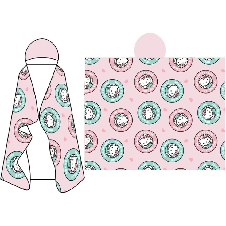 Hello Kitty Kuscheldecke mit Kapuze für Kinder – weich & wärmend – 120x150 cm – Bild 1