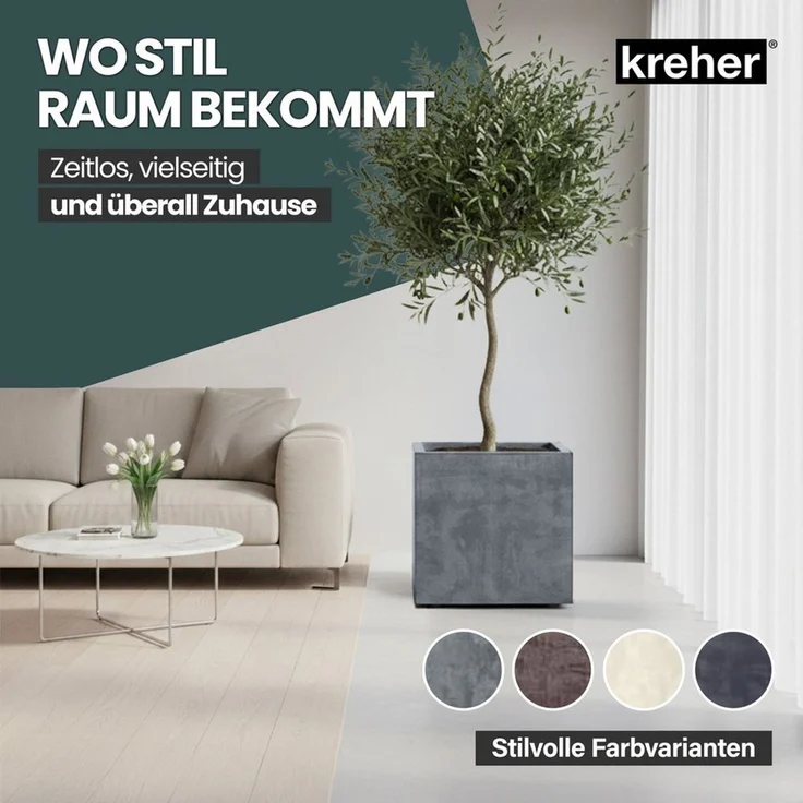 Kreher Pflanzkübel 'Millennium' aus Kunststoff 80 Liter, eckig, 2 Stück (Farbe wählbar) – Bild 2
