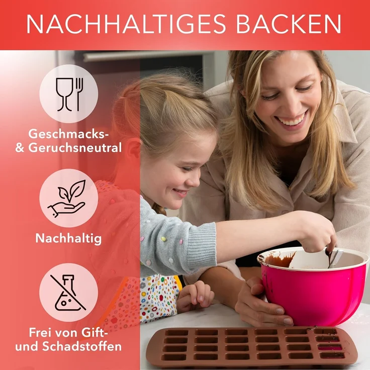 AVANA Backform Silikon Brownieform für 24 Brownies Backblech Kuchen Form Brownie, (2er Set), Antihaftbeschichtung, BPA-frei, Braun – Bild 7