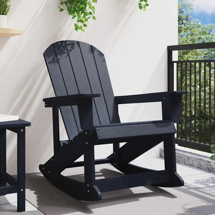 vidaXL Adirondack-Schaukelstuhl Marineblau 92 x 73,5 x 92 cm HDPE 42006626 – Bild 2