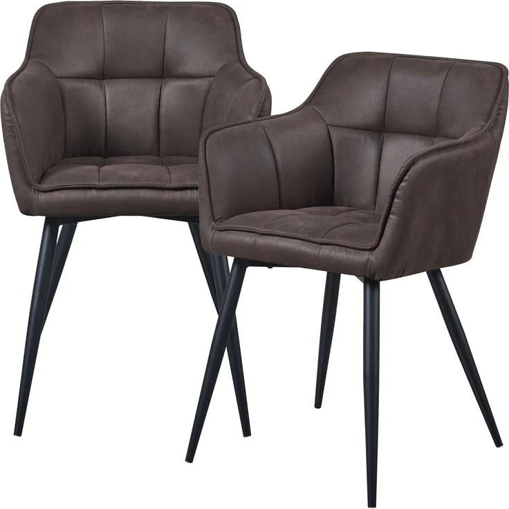 Esszimmerstuhl 2er Set Birmingham Dunkelbraun [en. casa] – Bild 1
