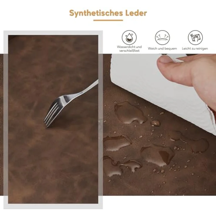 TUKAILAI Esszimmerstühle 2er Set aus Kunstleder, Küchenstuhl Polsterstuhl mit Offener Rückenlehne,Armlehnen,Gepolstertem Sitz, Metallbeinen, Stühle für Wohnzimmer,Esszimmer,Küche – Bild 7