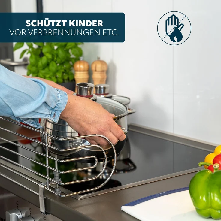 bremermann Herdschutzgitter zum Klemmen // für Herde bis 60 cm Breite // Kochstellenschutz (Chrom) – Bild 6