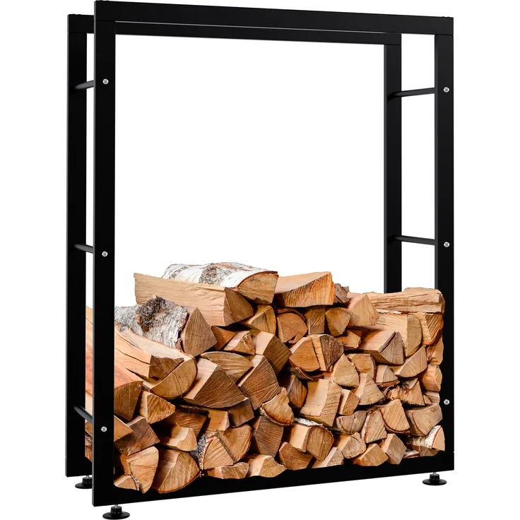 DELUKE® Kaminholzregal innen Metall SATLO - für Feuerholz Brennholzregal innen Kaminholzständer Kaminholzhalter Feuerholzregal InnenSchwarz, 25x80x100cm