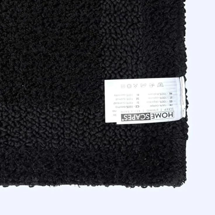 Homescapes Badematte 2 teiliges Luxus Badematten Set 100% Baumwolle schwarz, Höhe 30 mm, Badematte - 50x80 cm, WC Vorleger - 50x55 cm – Bild 7