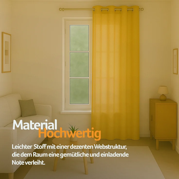 Bestlivings Blickdichte, Gardine mit Ösen, in vielen Größen und Farben Gelb 140x175 cm – Bild 4