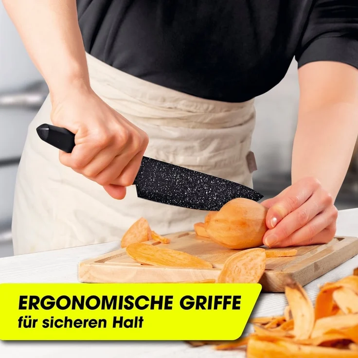 GOURMETmaxx Messer-Set 6-tlg, Küchenmesser-Set (6-tlg), für müheloses Schneiden von Gemüse, Fleisch, Fisch, Brot – Bild 4