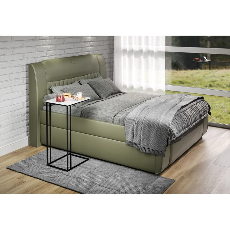 trendteam smart living - Strike - Beistelltisch - Weiß/Schwarz - Wohnzimmertisch auf robustem Metallgestell - (BxHxT) 50 x 91 x 40 cm - praktische C-Form – Bild 5