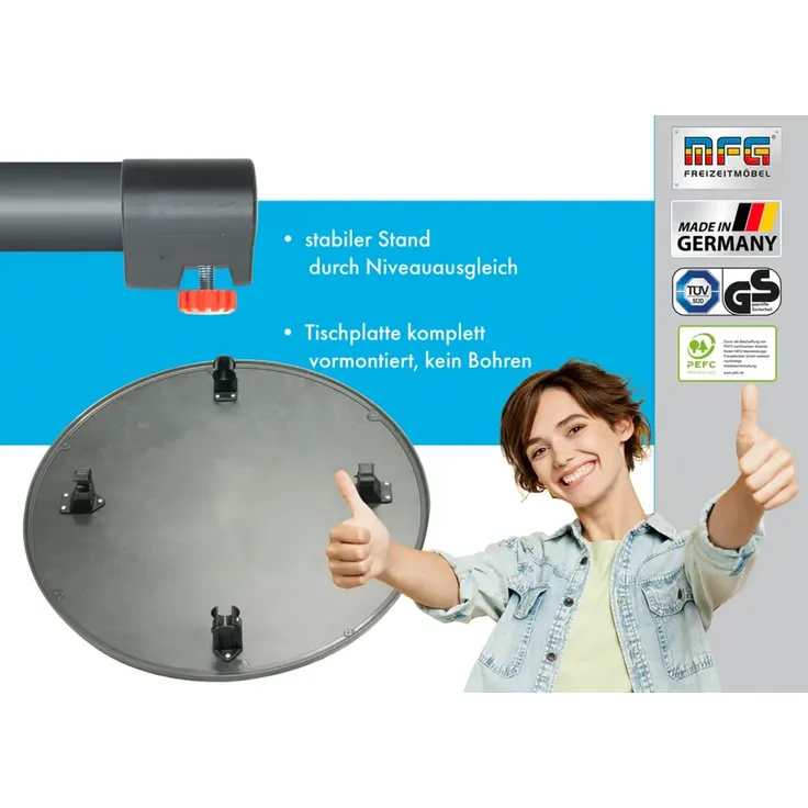 MFG Stehtisch klappbar mit wetterfester Melamin-Platte, MDF/Stahlrohr anthrazit, 110 x 80 cm – Bild 7