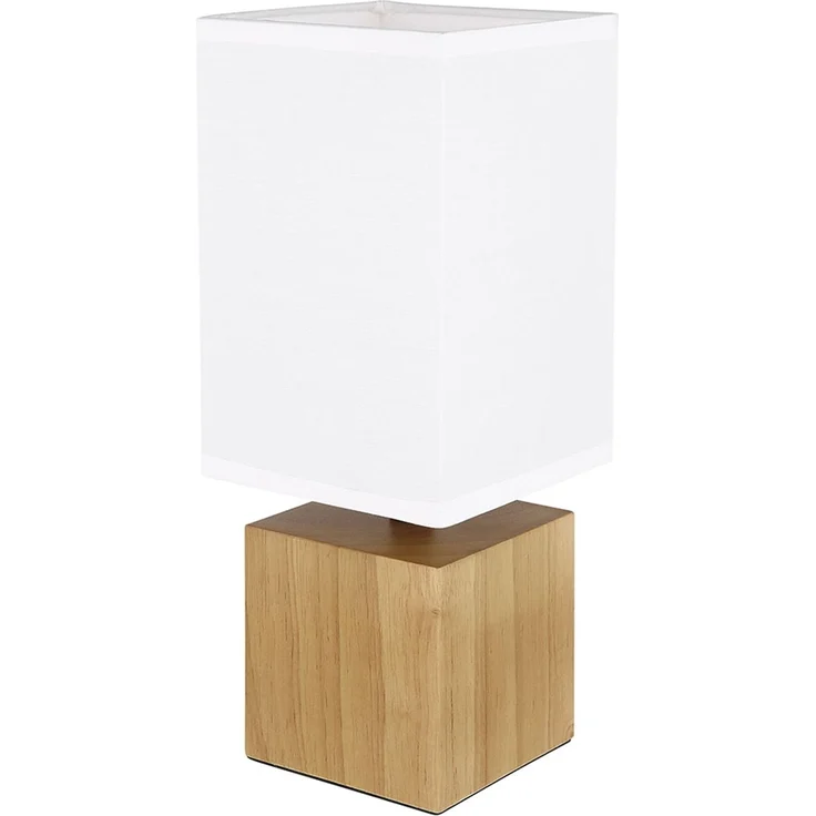 RGB LED Tischleuchte, Holz natur, Textil weiß, H 30 cm – Bild 1