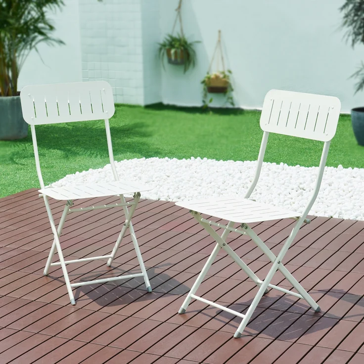 Klappstuhl Sande 2er Set Stahl Weiß [en. casa] – Bild 2