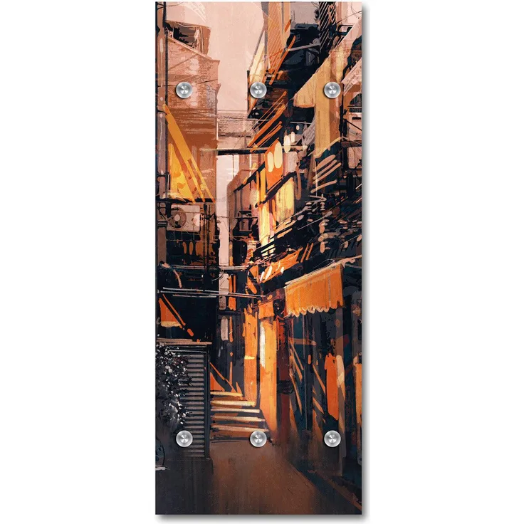 Queence Garderobe - "Lenita" Druck auf hochwertigem Arcylglas inkl. Edelstahlhaken und Aufhängung, Format: 50x120cm