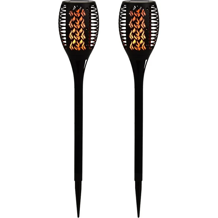 2x LED Solarlampe, Feuer-Effekt, Garten Fackel Höhe 58 cm – Bild 1