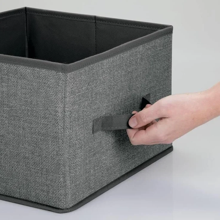 Aufbewahrungsbox Stoffbox 2er Set mit Griff Kunstfaser mDesign Grau / Schwarz – Bild 4