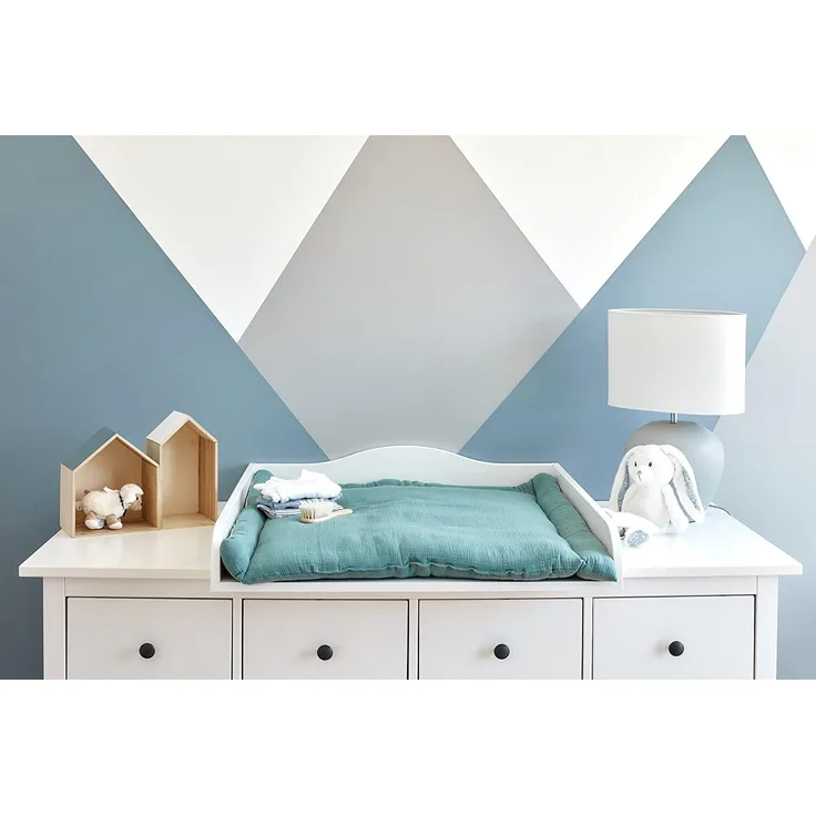 KraftKids Wickelauflage in Musselin nilblau, Wickelunterlage 60x70 cm (BxT), Wickelkissen