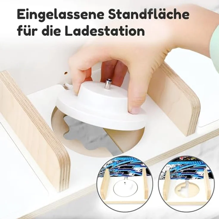 stadtecken Holzregal für Musikbox I Geeignet für die Toniebox und ca. 50 Tonies I Perfekte Tonie Aufbewahrung im Kinderzimmer I Zum Aufstellen oder Aufhängen I Racer, groß – Bild 9