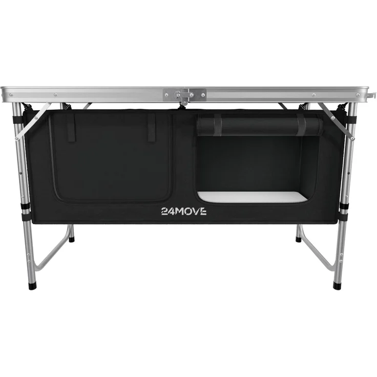 24Move Campingschrank Campingküche PRAIA Outdoorküche Alu (faltbar, höhenverstellbar, tragbar) mit Arbeitsplatte und Staufächern – Bild 9