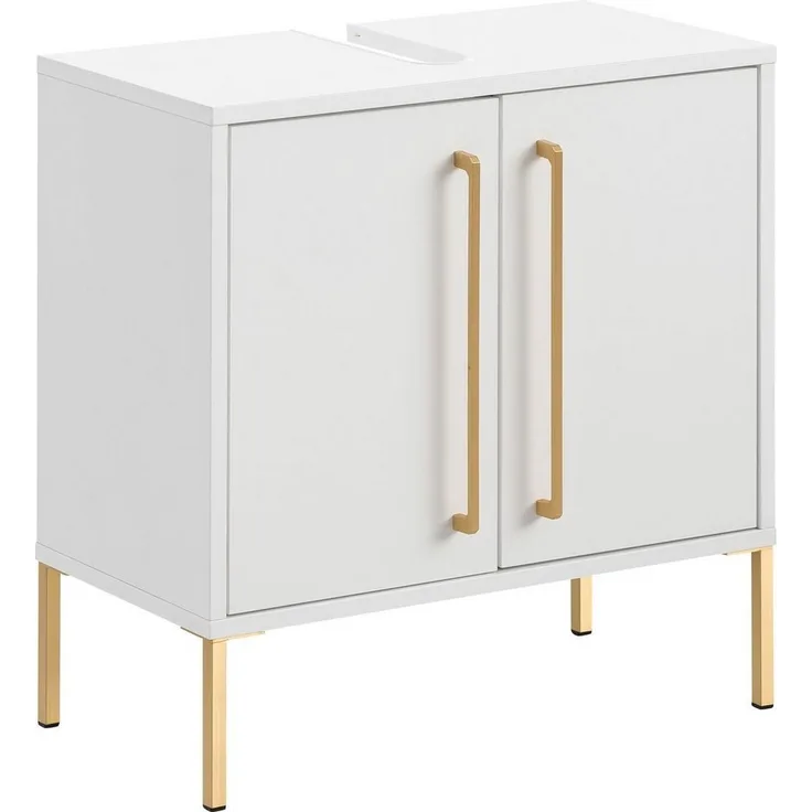 Schildmeyer Gloria Waschbeckenunterschrank 148428, weiß/Gold, 61,2 x 57,1 x 30,1 cm