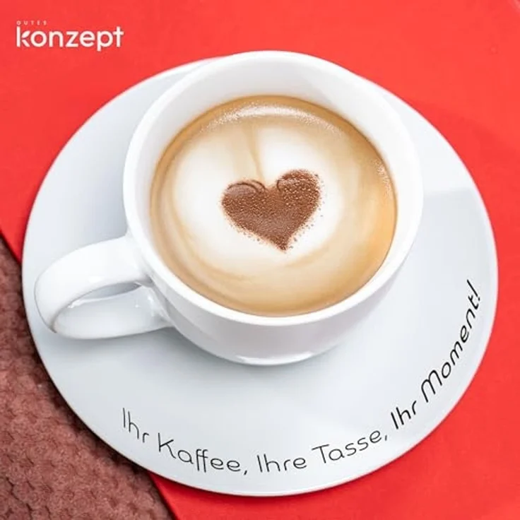 KONZEPT Tasse Kaffeetassen Set 6er 230 ml mit Untertassen Weiß für 6 Personen, 6-tlg, Weiß – Bild 5