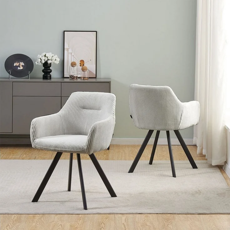 B&D home 4-Fußstuhl CYRUS (2er Set, 2 St), gepolstert, mit Armlehnen, Cord – Bild 1