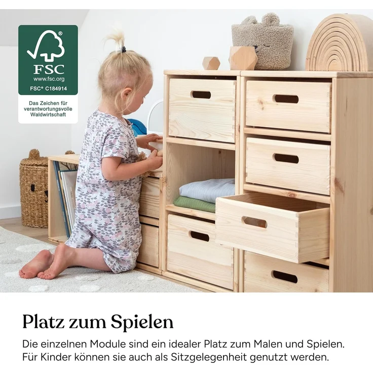 Ehrenkind Kinderregal Aufbewahrungssystem für das Kinderzimmer aus hochwertigem Holz, Modularer Aufbau, individuell kombinierbar – Bild 5