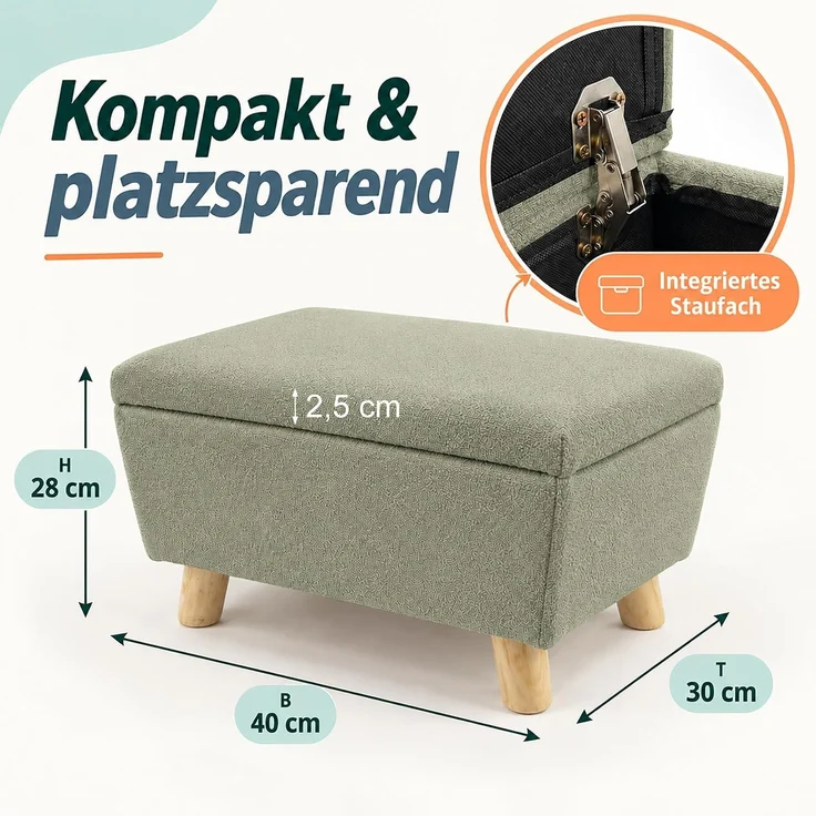 Relaxdays Fußhocker mit Stauraum – Bild 3