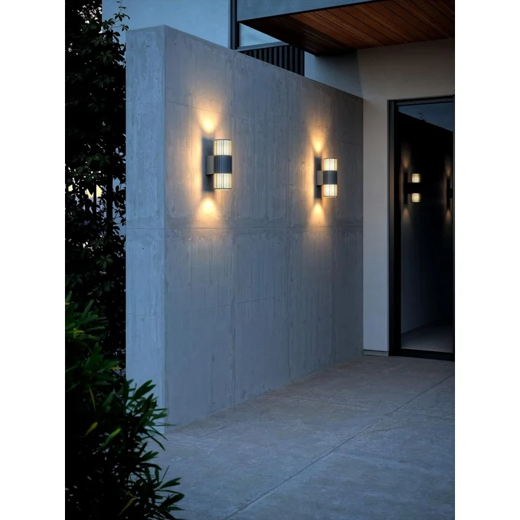 Nordlux up down Wandleuchte Aludra Seaside anthrazit Alu IP54 2xE27 – Bild 5
