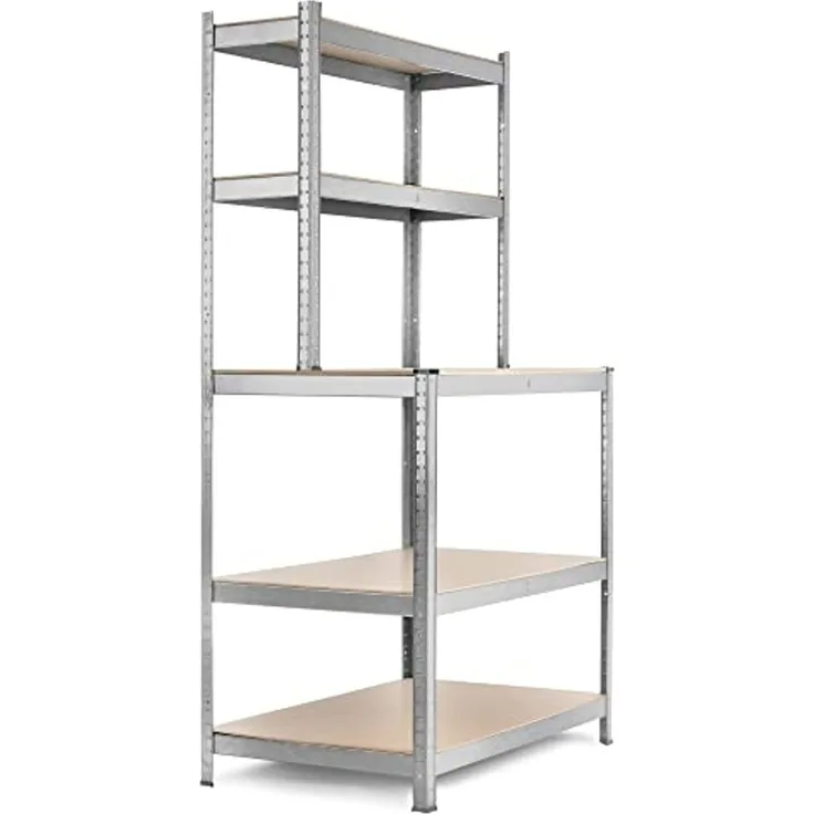 Stagecaptain Werkbank Werkbankregal - Robustes Steckregal für Werkstatt, Lagerraum, Keller, (WBR-175, 1-tlg), Tragkraft gesamt: 625 kg