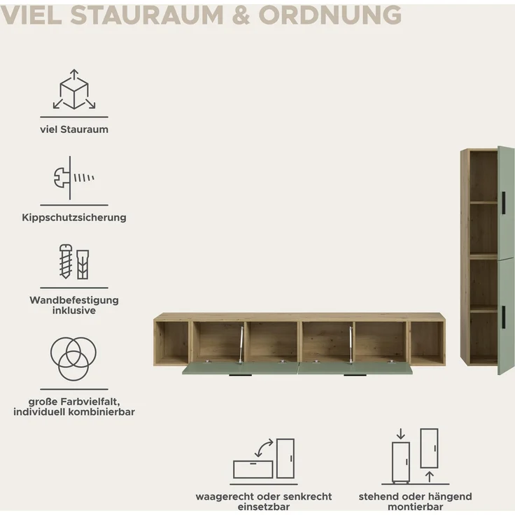 The One Wohnkombination in Smoke Green Nachbildung – Bild 8