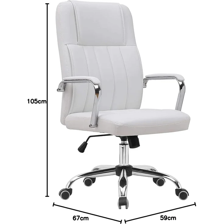 Gardenia Bürostuhl aus Xenon-Kunstleder, verchromt, Weiß, 59 x 67 x 105/113 – Bild 2